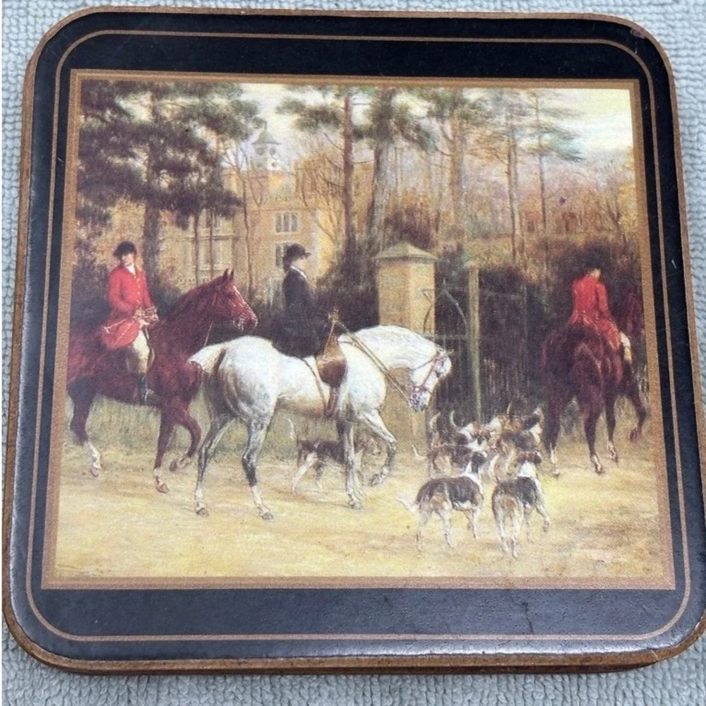 VTG Set 6 Pimpernel Placemats Cork‎ Backed English Fox Hunt/Equestrian New